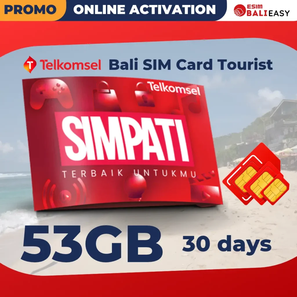 Telkomsel Simpati Bali SIM card Tourist 53 GB - 30 Days