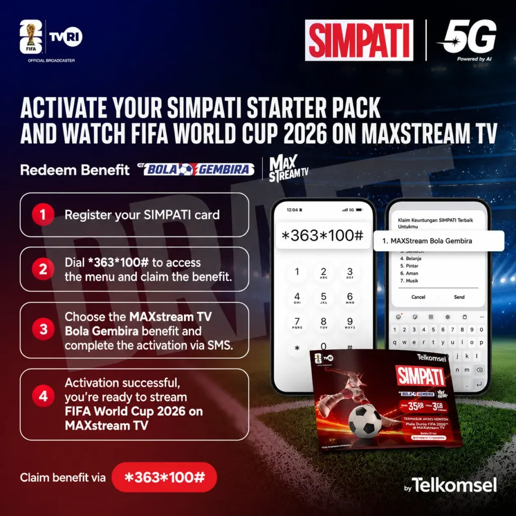 Activate your SIMPATI starter pack and watch FIFA World Cup 2026 for free