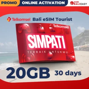 Telkomsel SIMPATI Bali eSIM Tourist 20GB for 30 days – online activation by BaliEasy