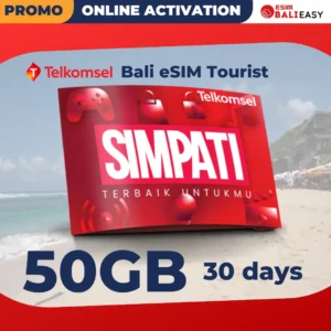 Telkomsel SIMPATI Bali eSIM Tourist 50GB for 30 days – online activation by BaliEasy